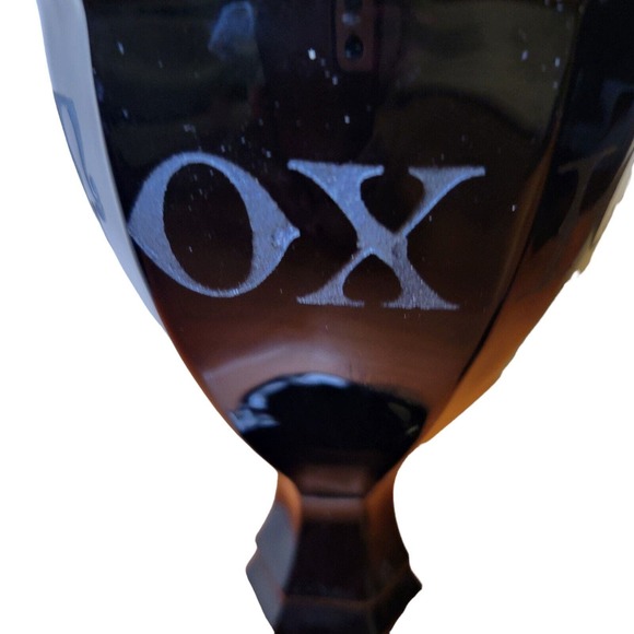 Lot of 2 Black Thick Glass Wine Drink Goblet Chalice Etched Toxic - Picture 5 of 8